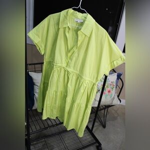 Lime Green Button-Down Babydoll Dress 💚
